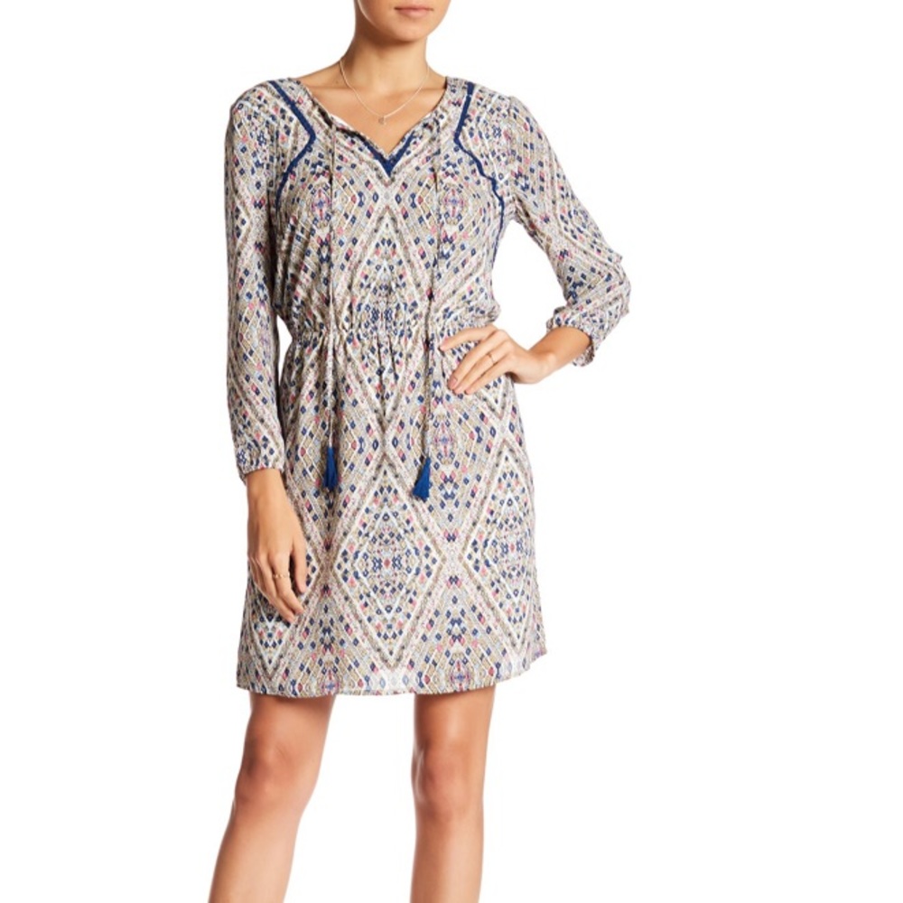 DR2 by Daniel Rainn diamond print tie front dress